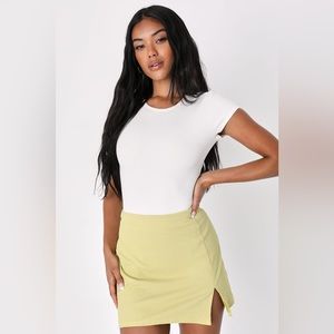 Light green high-waisted mini skirt